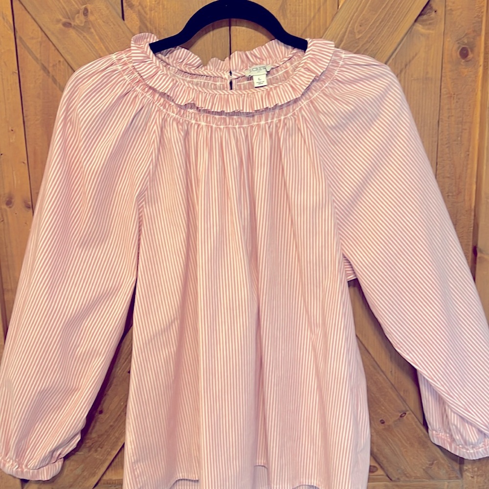 J.Crew Pink and White Striped Top Large